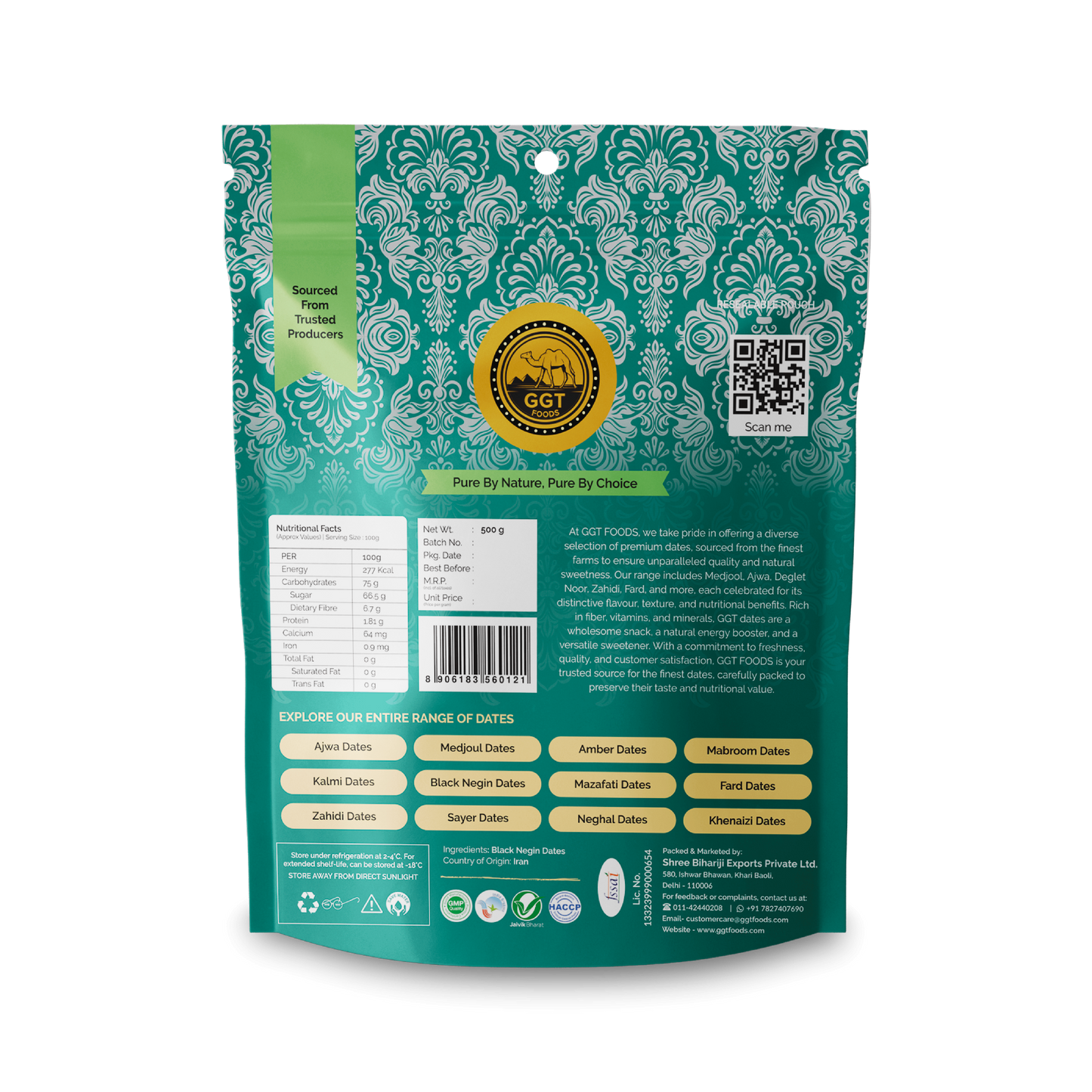 Black Negin Dates Pouch