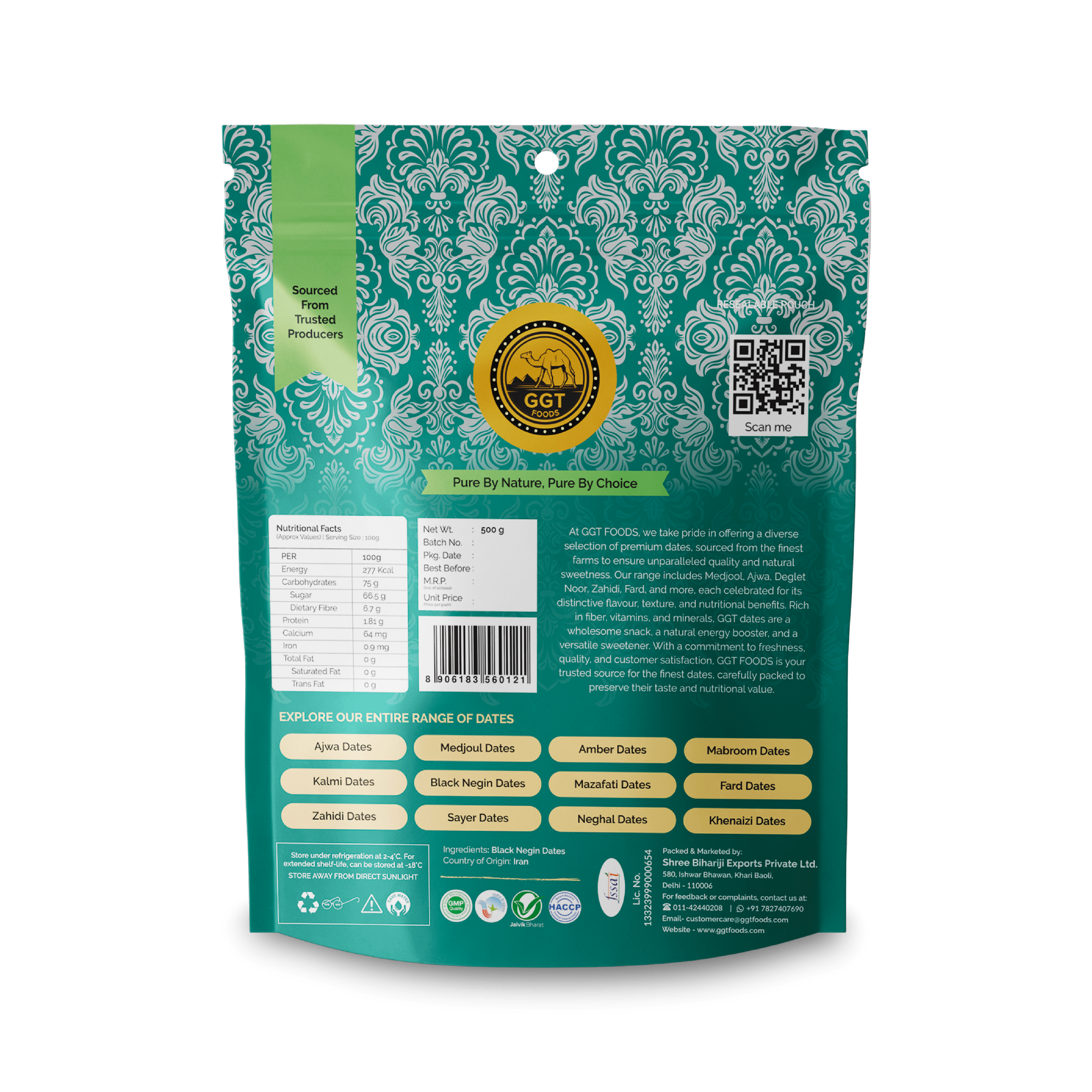 Black Negin Dates Pouch