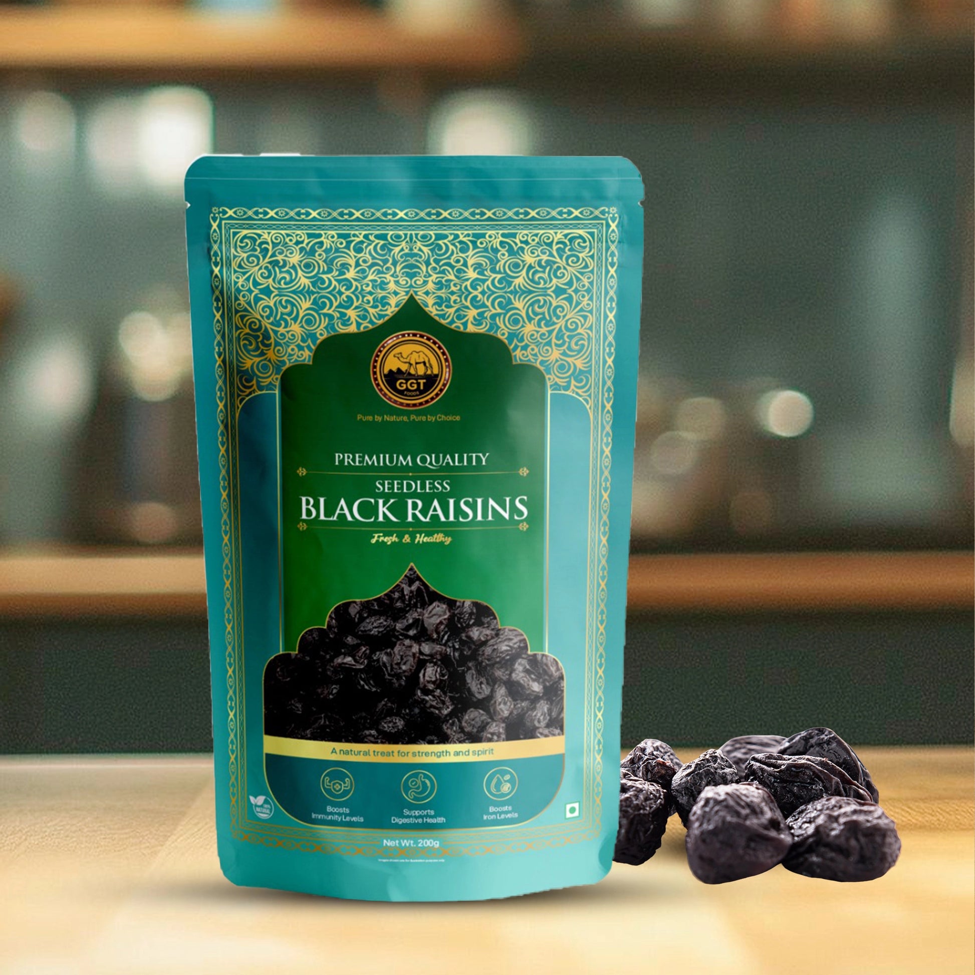 Premium Seedless Black Raisins – 200g